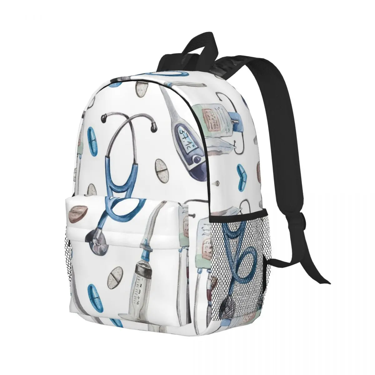 Watercolor Hospital Medical Pattern Backpacks Boys Girls Bookbag Fashion Students School Bags Laptop Rucksack Shoulder Bag